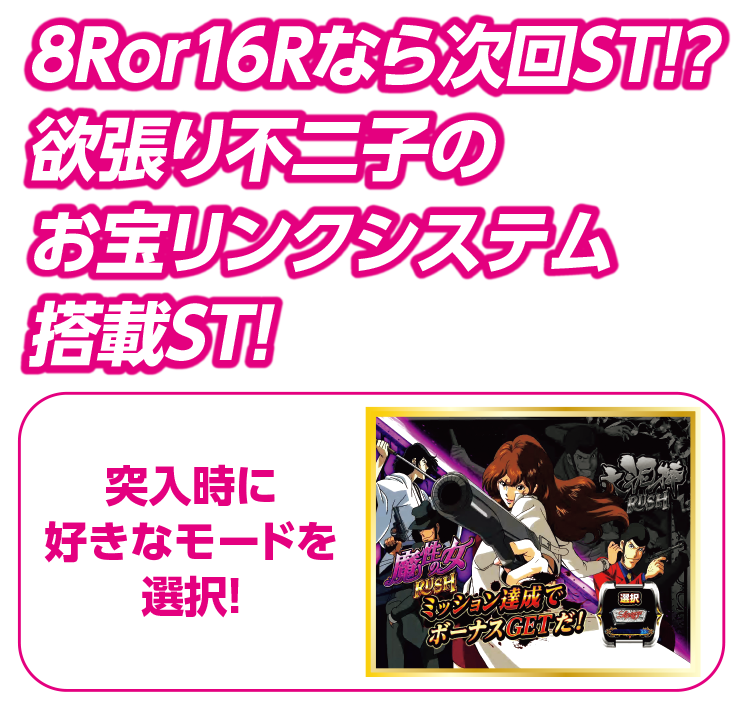 8Ror16Rなら次回ST!? 欲張り不二子のお宝リンクシステム搭載ST!